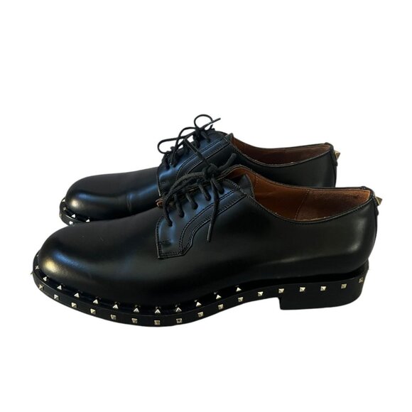 Valentino Garavani Rockstud Derby Loafers Matte Calfskin Black Size 39 NEW Flats - Picture 2 of 10